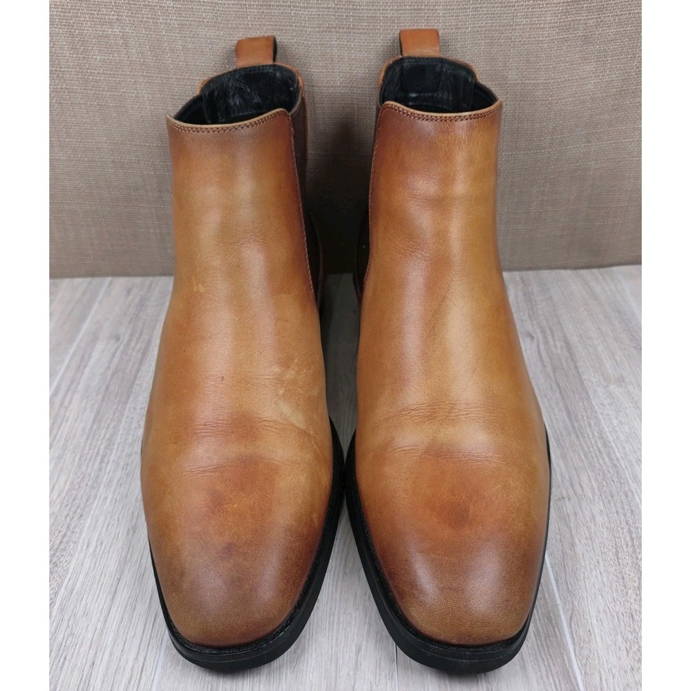 Gifennse Chelsea Leather Handmade Brown Dress Ankle Boots Mens 8 Rubber Soles
